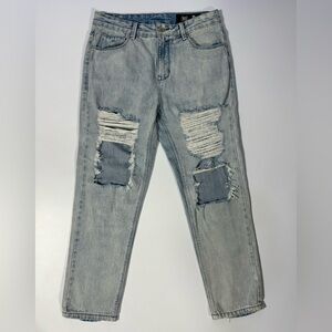 RES Rigid Denim Light Wash Straight Leg Mid Rise Distressed 100% Cotton  Size 25